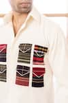 Rohit Doshi_Off White Patchwork Textured Embroidered Shirt _Online_at_Aza_Fashions