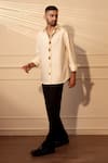 Shop_Rohit Doshi_Off White Pola And Conceal Button Shirt _at_Aza_Fashions