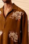Rohit Doshi Brown Minimalist Graphic Print Shirt Online at Aza Fashions Rohit Doshi_Brown Minimalist Graphic Print Shirt _Online_at_Aza_Fashions
