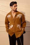 Buy Rohit Doshi Brown Minimalist Graphic Print Shirt at Aza Fashions Buy_Rohit Doshi_Brown Minimalist Graphic Print Shirt _at_Aza_Fashions