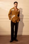 Shop Rohit Doshi Brown Minimalist Graphic Print Shirt at Aza Fashions Shop_Rohit Doshi_Brown Minimalist Graphic Print Shirt _at_Aza_Fashions