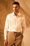 Buy_Rohit Doshi_White Suiting Lace, Embroidery Bishop Chess Piece Applique Shirt _at_Aza_Fashions