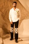 Rohit Doshi_White Patchwork, Lace Textured Shirt _Online_at_Aza_Fashions