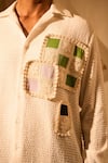 Shop_Rohit Doshi_White Patchwork, Lace Textured Shirt _Online_at_Aza_Fashions