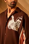 Rohit Doshi_Brown Embroidery, Lace Abstract Panelled Shirt _at_Aza_Fashions