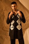 Buy_Rohit Doshi_Black Patchwork, Piping Geometric Pattern Shirt _at_Aza_Fashions