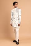 Rohit Doshi_Off White Cotton, Crepe, Rayon Beads, Botanical Anarchy Pattern Bandhgala _Online_at_Aza_Fashions