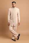 Buy_Rohit Doshi_Off White Polyester, Twill Beads, Sequins, Embellished Bandhgala Jacket _at_Aza_Fashions