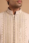 Buy_Rohit Doshi_Off White Polyester, Twill Beads, Sequins, Embellished Bandhgala Jacket _Online_at_Aza_Fashions