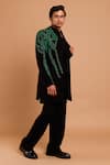 Rohit Doshi_Black Beads, Sequins Abstract Green Embellished Bandhgala _Online_at_Aza_Fashions