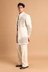 Buy_Rohit Doshi_Off White Cotton Embroidery, Beads, Sequins Paisley Bandhgala _Online_at_Aza_Fashions
