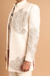 Shop_Rohit Doshi_Off White Cotton Embroidery, Beads, Sequins Paisley Bandhgala _Online_at_Aza_Fashions