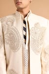 Rohit Doshi_Off White Cotton Embroidery, Beads, Sequins Paisley Bandhgala _at_Aza_Fashions