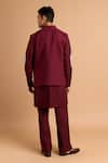 Shop_Rohit Doshi_Maroon Cotton Embroidery Paisley Nehru Jacket _at_Aza_Fashions