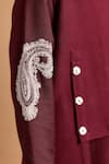 Shop_Rohit Doshi_Maroon Cotton Embroidery Paisley Nehru Jacket _Online_at_Aza_Fashions