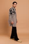 Rohit Doshi_Gray Crepe, Polyester Beads, Embroidery Abstract Bandhgala _Online_at_Aza_Fashions