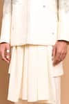 Rohit Doshi_Off White Cotton, Crepe, Rayon Embroidery, Beads, Stones Floral Bandhgala _Online_at_Aza_Fashions