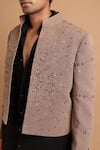 Buy Rohit Doshi Beige Sequins, Beads Embellished Stand Collar Jacket Online at Aza Fashions Buy_Rohit Doshi_Beige Sequins, Beads Embellished Stand Collar Jacket _Online_at_Aza_Fashions