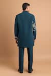 Shop_Rohit Doshi_Emerald Green Embroidery Patterned Lachka And Armani Short Kurta _at_Aza_Fashions