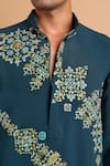 Buy_Rohit Doshi_Emerald Green Embroidery Patterned Lachka And Armani Short Kurta _Online_at_Aza_Fashions