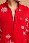 Rohit Doshi_Red Embroidery, Sequins Short Kurta _Online_at_Aza_Fashions