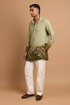 Buy_Rohit Doshi_Green Cotton Embroidery, Beads, Sequins, Ombre Floral Embellished Short Kurta _Online_at_Aza_Fashions