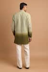 Shop_Rohit Doshi_Green Cotton Embroidery, Beads, Sequins, Ombre Floral Embellished Short Kurta _at_Aza_Fashions