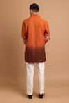 Shop_Rohit Doshi_Orange Cotton Beads, Embroidery Ombre Floral Short Kurta _at_Aza_Fashions