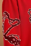 Rohit Doshi_Red Crepe, Polyester Embroidery, Beads, Pearls Abstract And Embellished Kurta _Online_at_Aza_Fashions