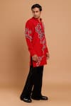 Shop_Rohit Doshi_Red Crepe, Polyester Embroidery, Beads, Pearls Abstract And Embellished Kurta _Online_at_Aza_Fashions