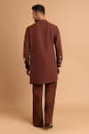 Shop_Rohit Doshi_Brown Cotton Applique, Embroidery, Fringe Paisley Tassel Kurta _at_Aza_Fashions