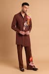 Rohit Doshi_Brown Cotton Applique, Embroidery, Fringe Paisley Tassel Kurta _Online_at_Aza_Fashions
