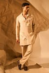 Buy_Rohit Doshi_Beige Patchwork Textured Short Kurta _Online_at_Aza_Fashions