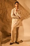 Rohit Doshi_Beige Patchwork Textured Short Kurta _at_Aza_Fashions