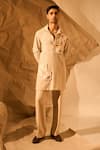 Buy_Rohit Doshi_Beige Patchwork Textured Short Kurta 