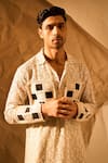 Buy_Rohit Doshi_Off White Net Patchwork Floral Pattern Kurta 