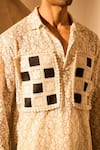 Shop_Rohit Doshi_Off White Net Patchwork Floral Pattern Kurta _Online
