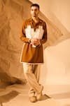 Buy_Rohit Doshi_Brown Polyester, Mesh Applique, Lace Heart Work Short Kurta _Online_at_Aza_Fashions