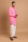 Rohit Doshi_Pink Sequins, Stones Geometric Embroidered Kurta _Online_at_Aza_Fashions