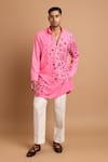 Buy_Rohit Doshi_Pink Sequins, Stones Geometric Embroidered Kurta _at_Aza_Fashions