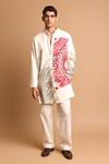 Buy_Rohit Doshi_Off White Cotton, Crepe, Rayon Geometric And Abstract Pattern Short Kurta _at_Aza_Fashions