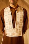 Rohit Doshi_Brown Embroidery, Piping Placement Kurta _at_Aza_Fashions