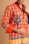 Rohit Doshi_Multi Color Cotton, Crepe, Rayon Embroidery Checkered Print Kurta _Online_at_Aza_Fashions