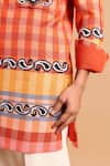 Buy_Rohit Doshi_Multi Color Cotton, Crepe, Rayon Embroidery Checkered Print Kurta _Online_at_Aza_Fashions