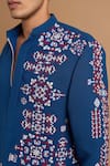 Buy_Rohit Doshi_Blue Embroidery, Beads Geometric Kurta _Online_at_Aza_Fashions