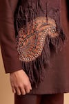 Buy_Rohit Doshi_Brown Cotton, Rayon, Crepe Tassel Embroidered Short Kurta _Online_at_Aza_Fashions