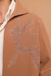 Buy_Rohit Doshi_Brown Crepe, Polyester Embroidery Contour Line Pattern Jacket _Online_at_Aza_Fashions