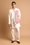 Buy_Rohit Doshi_Off White Cotton, Crepe, Rayon Plain Trouser _at_Aza_Fashions