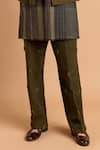 Rohit Doshi Olive Green Cotton Matka Embroidered Pant Online at Aza Fashions Rohit Doshi_Olive Green Cotton Matka Embroidered Pant _Online_at_Aza_Fashions