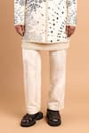 Rohit Doshi_Off White Cotton, Crepe Casual Trouser _Online_at_Aza_Fashions